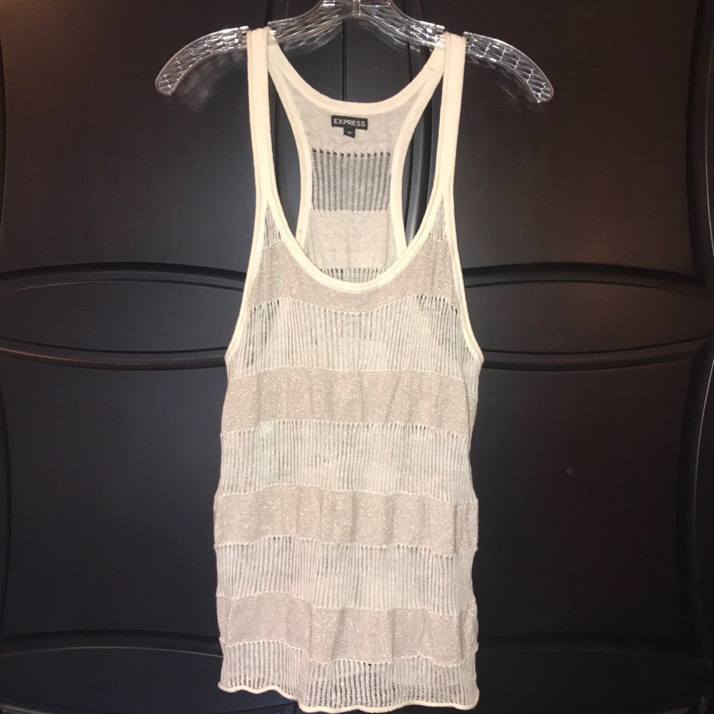 EXPRESS knitted off white/silver tank top. Size M.